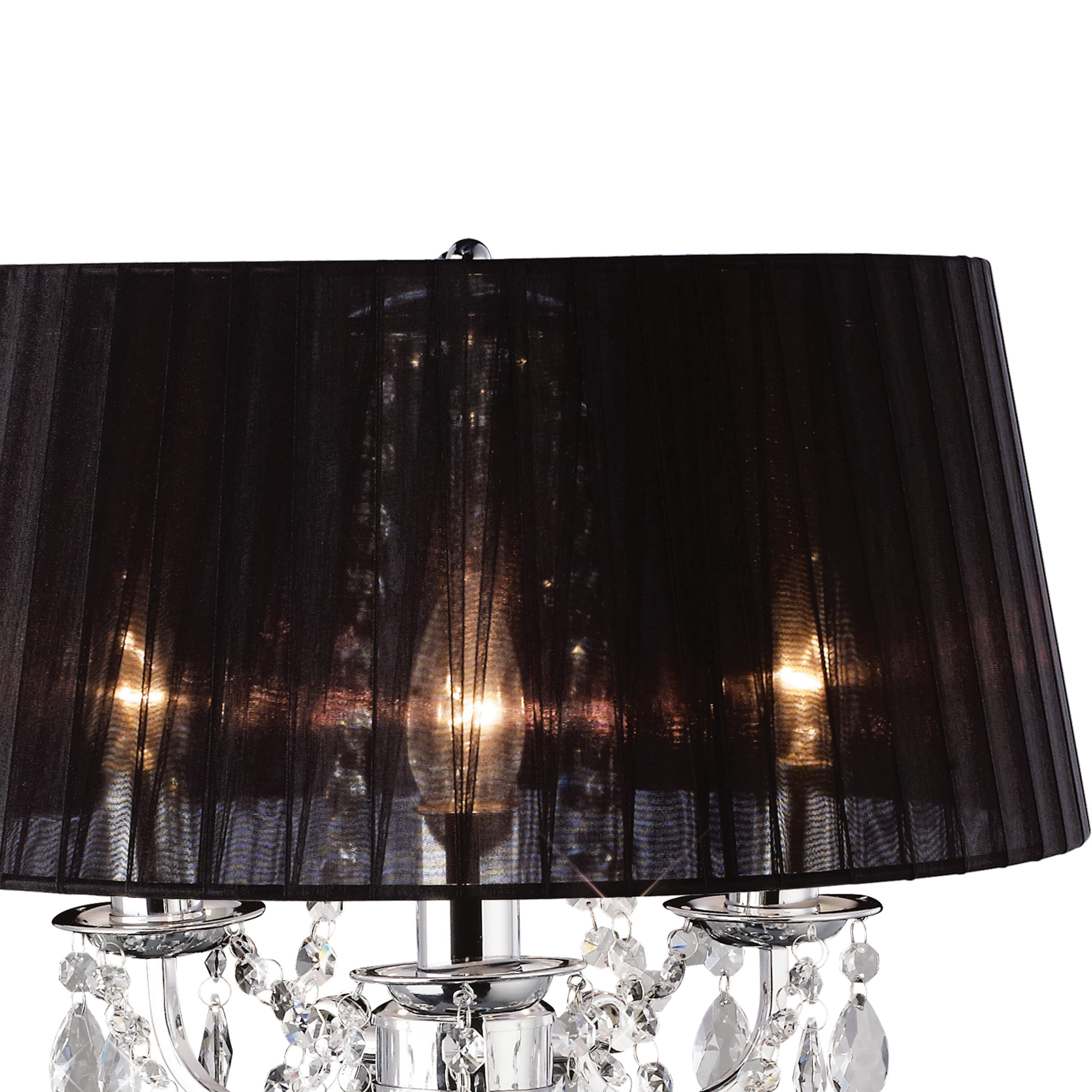 Olivia Polished Chrome-Black Crystal Table Lamps Diyas Shaded Table Lamps
